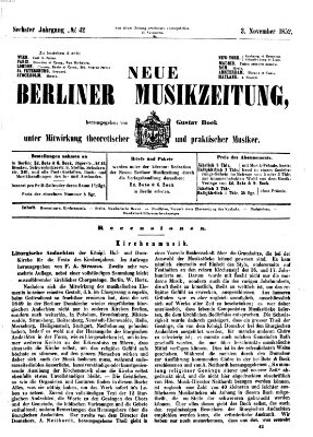 Neue Berliner Musikzeitung Mittwoch 3. November 1852