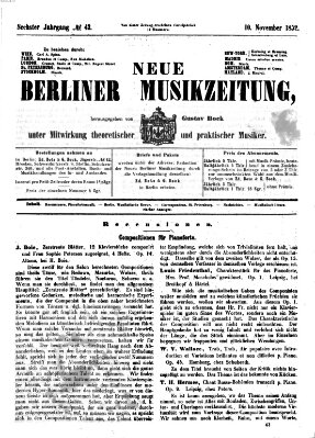 Neue Berliner Musikzeitung Mittwoch 10. November 1852