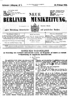 Neue Berliner Musikzeitung Mittwoch 23. Februar 1853