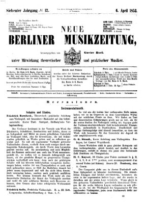 Neue Berliner Musikzeitung Mittwoch 6. April 1853