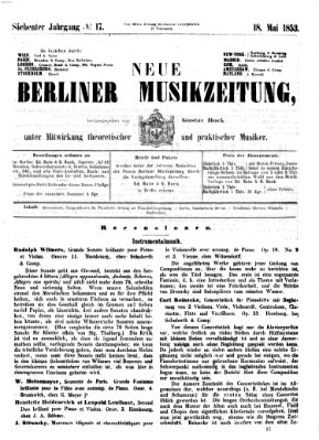 Neue Berliner Musikzeitung Mittwoch 18. Mai 1853