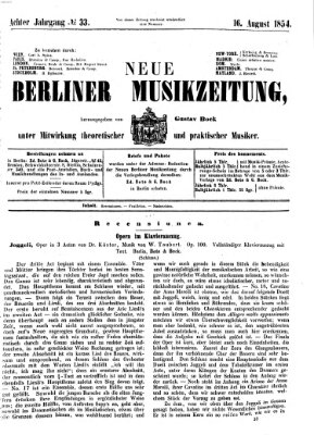 Neue Berliner Musikzeitung Mittwoch 16. August 1854