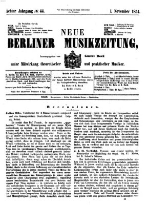 Neue Berliner Musikzeitung Mittwoch 1. November 1854
