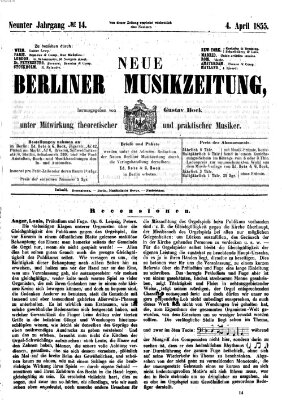 Neue Berliner Musikzeitung Mittwoch 4. April 1855