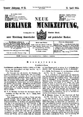Neue Berliner Musikzeitung Mittwoch 11. April 1855
