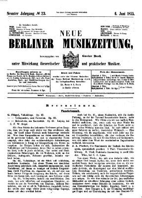 Neue Berliner Musikzeitung Mittwoch 6. Juni 1855