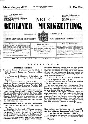 Neue Berliner Musikzeitung Mittwoch 19. März 1856
