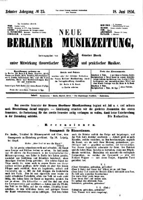 Neue Berliner Musikzeitung Mittwoch 18. Juni 1856