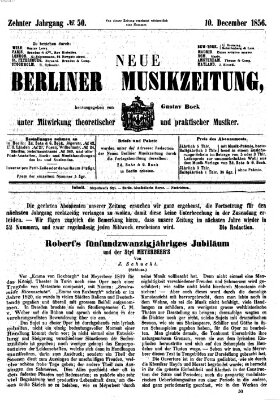 Neue Berliner Musikzeitung Mittwoch 10. Dezember 1856