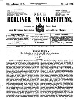 Neue Berliner Musikzeitung Mittwoch 22. April 1857