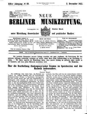 Neue Berliner Musikzeitung Mittwoch 2. Dezember 1857