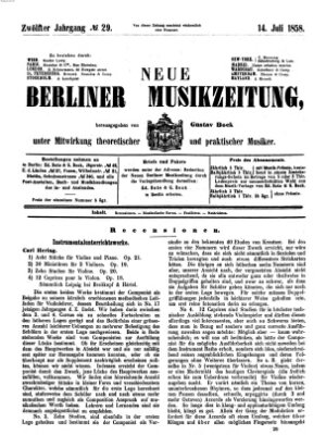 Neue Berliner Musikzeitung Mittwoch 14. Juli 1858