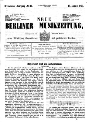 Neue Berliner Musikzeitung Mittwoch 10. August 1859