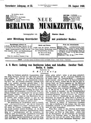 Neue Berliner Musikzeitung Mittwoch 29. August 1860