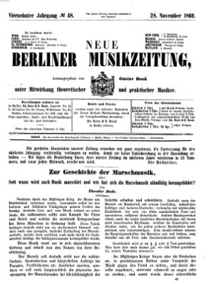 Neue Berliner Musikzeitung Mittwoch 28. November 1860