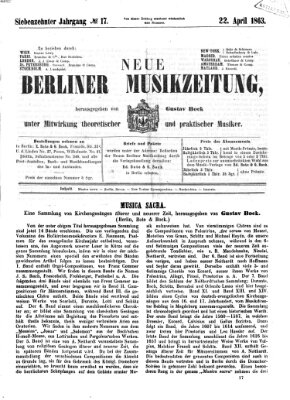 Neue Berliner Musikzeitung Mittwoch 22. April 1863