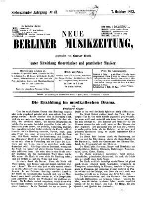 Neue Berliner Musikzeitung Mittwoch 7. Oktober 1863