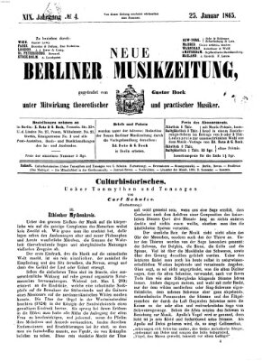 Neue Berliner Musikzeitung Mittwoch 25. Januar 1865