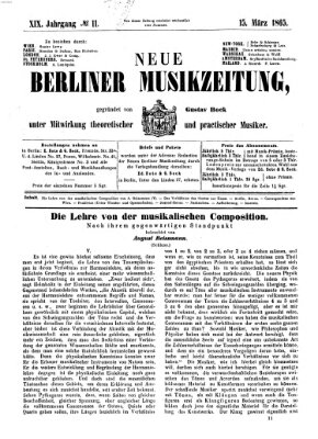 Neue Berliner Musikzeitung Mittwoch 15. März 1865