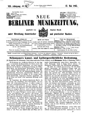 Neue Berliner Musikzeitung Mittwoch 17. Mai 1865