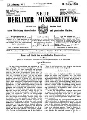 Neue Berliner Musikzeitung Mittwoch 14. Februar 1866