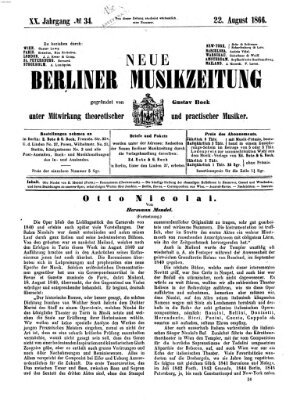 Neue Berliner Musikzeitung Mittwoch 22. August 1866