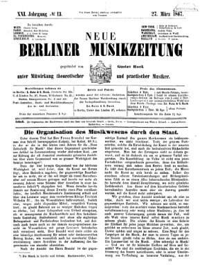 Neue Berliner Musikzeitung Mittwoch 27. März 1867