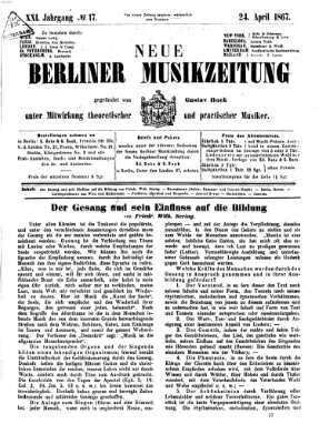 Neue Berliner Musikzeitung Mittwoch 24. April 1867