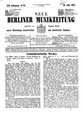 Neue Berliner Musikzeitung Mittwoch 19. Juni 1867