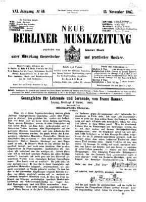 Neue Berliner Musikzeitung Mittwoch 13. November 1867