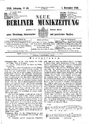 Neue Berliner Musikzeitung Mittwoch 1. Dezember 1869