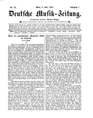 Deutsche Musik-Zeitung (Allgemeine musikalische Zeitung) Samstag 2. Juni 1860