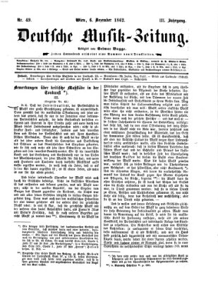 Deutsche Musik-Zeitung (Allgemeine musikalische Zeitung) Samstag 6. Dezember 1862