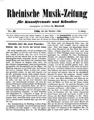Rheinische Musik-Zeitung für Kunstfreunde und Künstler Samstag 26. Oktober 1850