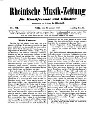 Rheinische Musik-Zeitung für Kunstfreunde und Künstler Samstag 24. Januar 1852