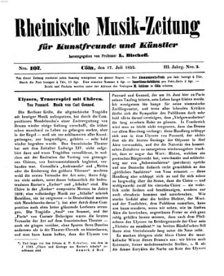 Rheinische Musik-Zeitung für Kunstfreunde und Künstler Samstag 17. Juli 1852