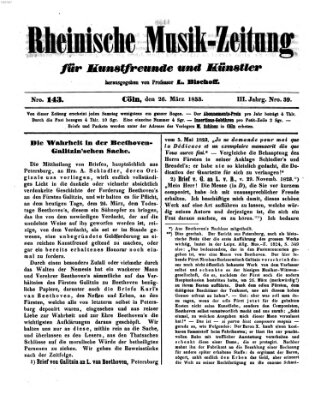 Rheinische Musik-Zeitung für Kunstfreunde und Künstler Samstag 26. März 1853