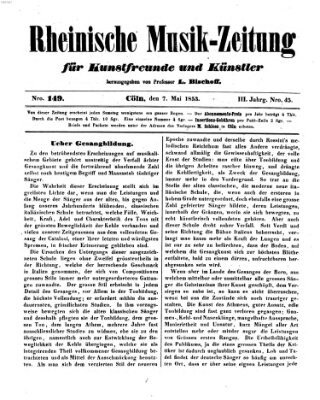 Rheinische Musik-Zeitung für Kunstfreunde und Künstler Samstag 7. Mai 1853