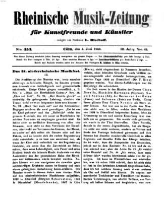 Rheinische Musik-Zeitung für Kunstfreunde und Künstler Samstag 4. Juni 1853
