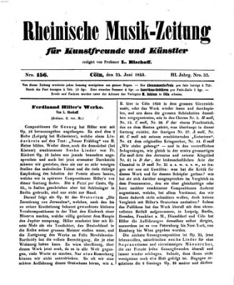 Rheinische Musik-Zeitung für Kunstfreunde und Künstler Samstag 25. Juni 1853