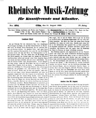 Rheinische Musik-Zeitung für Kunstfreunde und Künstler Mittwoch 31. August 1853