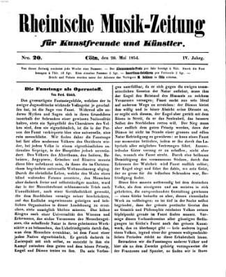 Rheinische Musik-Zeitung für Kunstfreunde und Künstler Samstag 20. Mai 1854