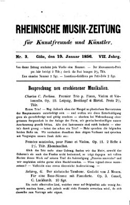 Rheinische Musik-Zeitung für Kunstfreunde und Künstler Samstag 19. Januar 1856
