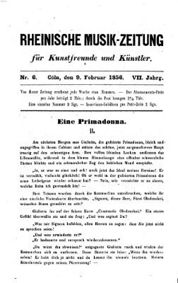 Rheinische Musik-Zeitung für Kunstfreunde und Künstler Samstag 9. Februar 1856