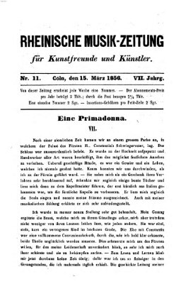 Rheinische Musik-Zeitung für Kunstfreunde und Künstler Samstag 15. März 1856