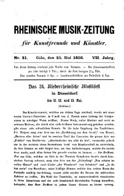 Rheinische Musik-Zeitung für Kunstfreunde und Künstler Samstag 24. Mai 1856