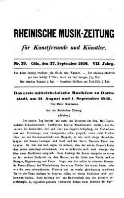 Rheinische Musik-Zeitung für Kunstfreunde und Künstler Samstag 27. September 1856