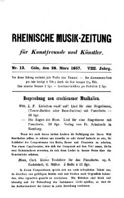 Rheinische Musik-Zeitung für Kunstfreunde und Künstler