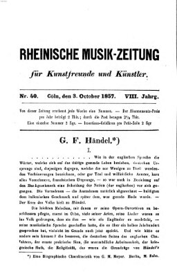 Rheinische Musik-Zeitung für Kunstfreunde und Künstler Samstag 3. Oktober 1857