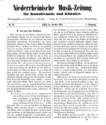 Niederrheinische Musik-Zeitung für Kunstfreunde und Künstler Samstag 15. Oktober 1853